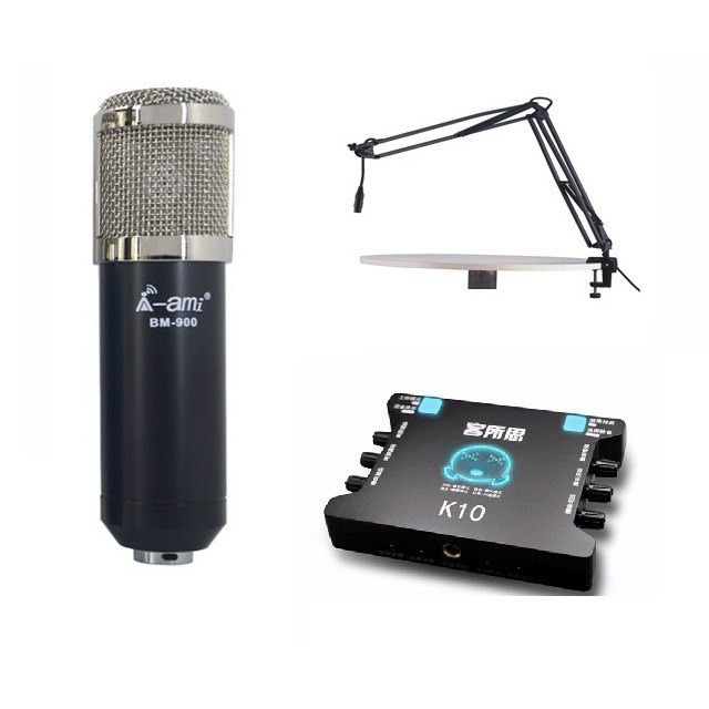 Combo mic thu âm,hát karaoke online (H9, BM900 , Bông lọc, Chân đế, giá gắn mic,Dây live stream MA2 )