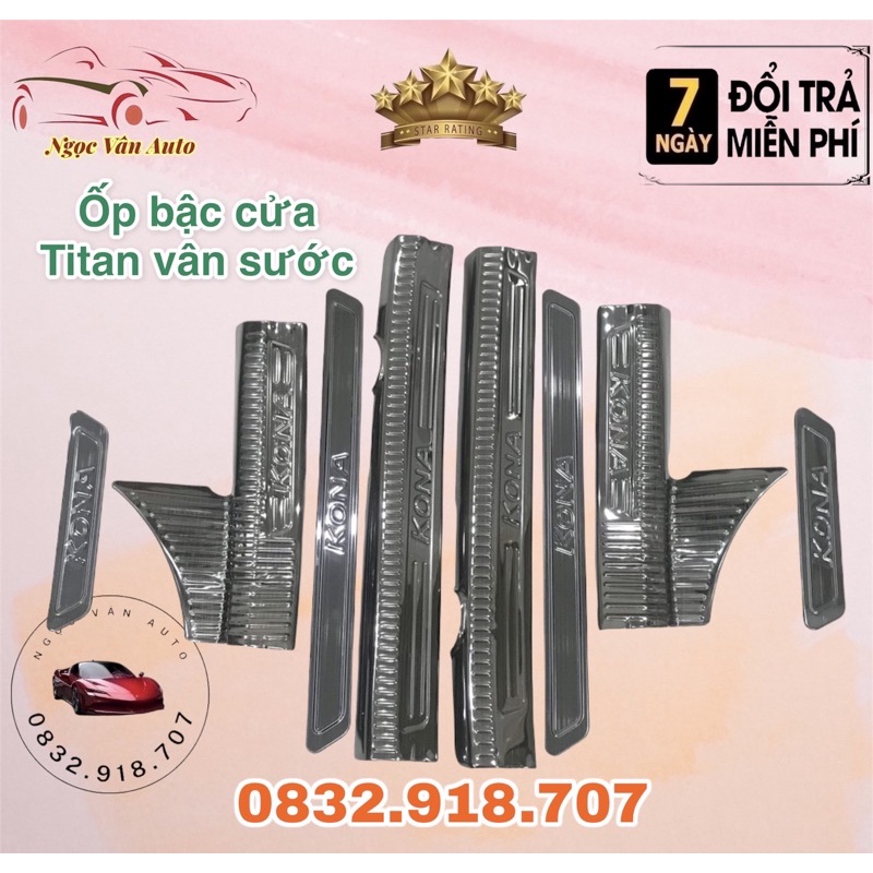Ốp bậc cửa Kona 2018 - 2019 - 2020 - 2021 mẫu titan
