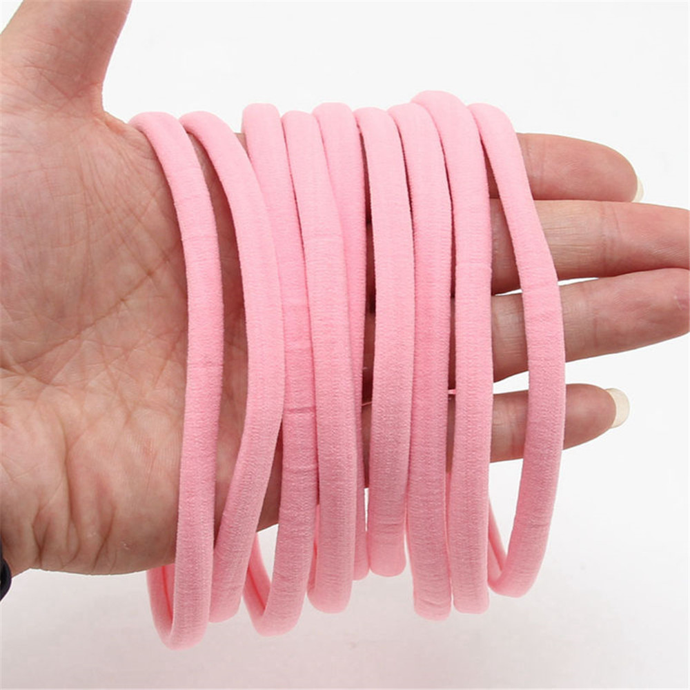 (hàng Mới Về) Set 10 Băng Đô Nơ Bằng Nylon Mềm Co Giãn Cho Bé Gái