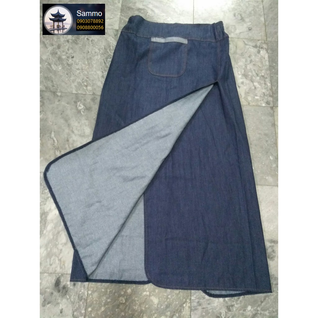 Váy Chống Nắng JEAN Nút Xẻ Tà Nút Bấm Thông Minh 2 In 1