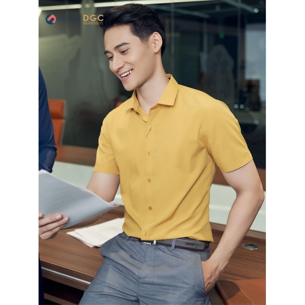 Áo sơ mi nam DGCs công sở ngắn tay trơn màu trẻ trung, chất vải thoáng mát thấm hút tốt SASNBA53M
