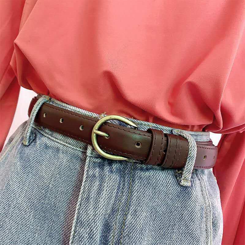 SmileFairyCC【COD &amp; Hàng Có Sẵn】Thắt Lưng Da PU Khóa Tròn Phong Cách Hàn Quốc Thời Trang 2022