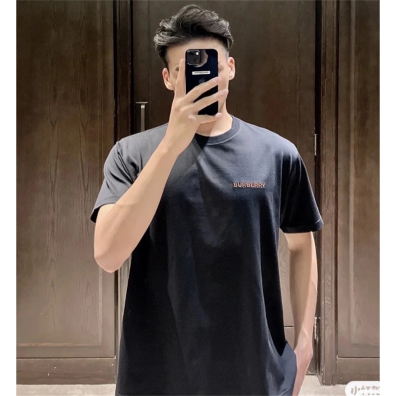 Áo Thun Cotton Tay Ngắn Thêu Chữ BBR Trước Và Sau Thời Trang Cho Cặp Đôi