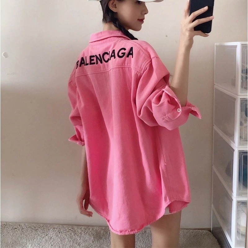 Áo sơ mi Khaki jean form rộng dành nữ