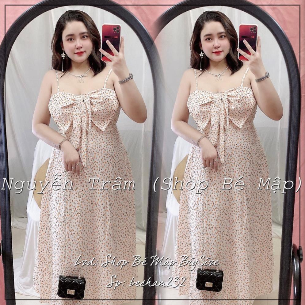 Đầm Maxi 2 Dây Hoa Nhí Đính Nơ Bigsize Cao Cấp 50-80Kg [Hình Thật Chính Chủ / Mẫu Độc Quyền Shop Bé Mập]
