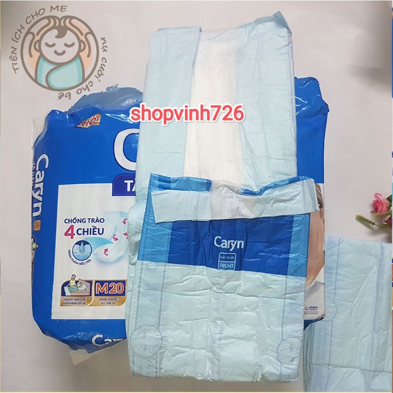 Tã bỉm dán CARYN cao cấp M20/L20/XL20 dành cho người già, người bệnh lâu năm siêu thấm hút, kháng khuẩn