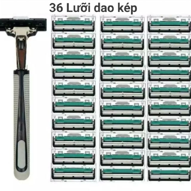 BỘ DAO CẠO RÂU KÈM 36 LƯỠI KÉP + KEM CẠO