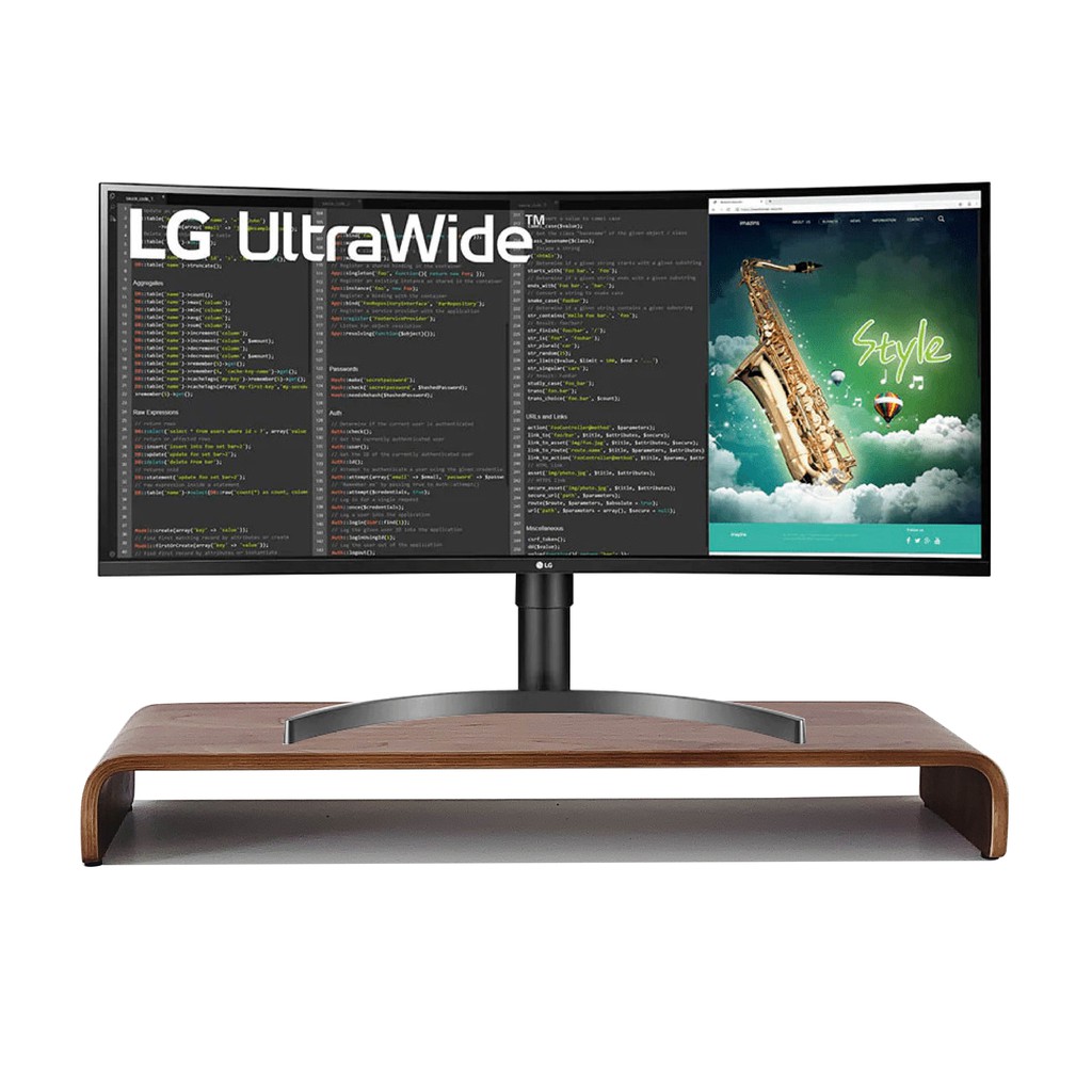 Kệ màn hình máy tính, Kệ Tivi Dài 80 cm, Gỗ uốn cong Plyconcept Monitor Stand U800 - Màu gỗ Walnut