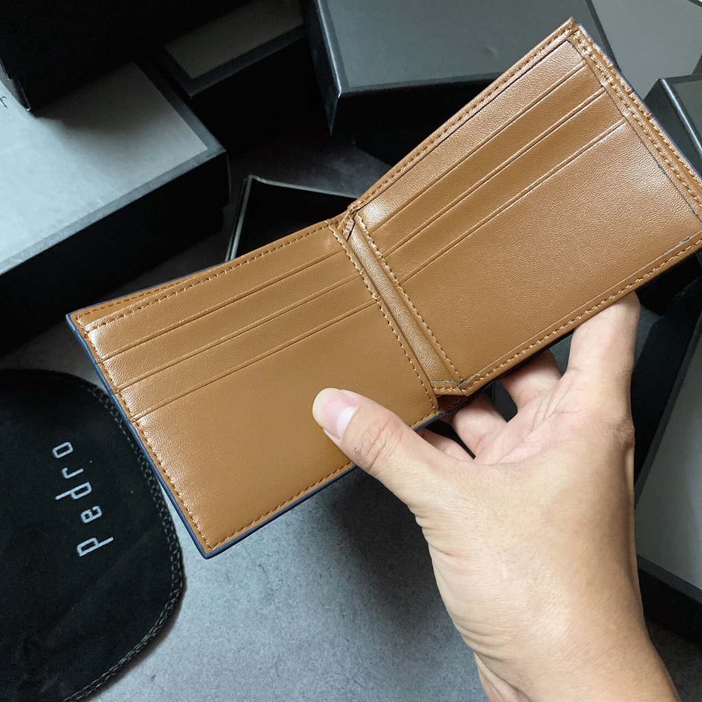 Ví nam Pedro da đẹp có ngăn ảnh hàng cao cấp full box và túi giấy ( Có Hộp)