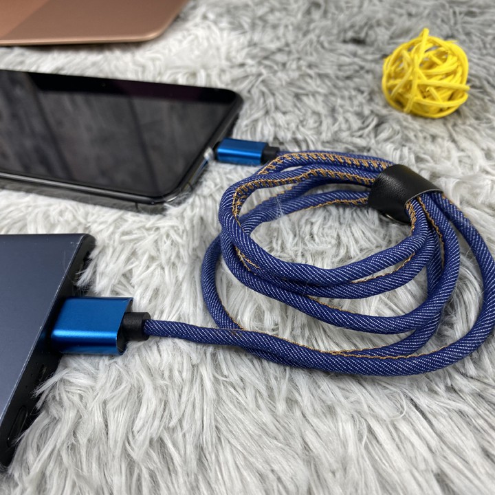 Dây sạc nhanh iPbọc vải jean siêu bền - Mã TZLC699