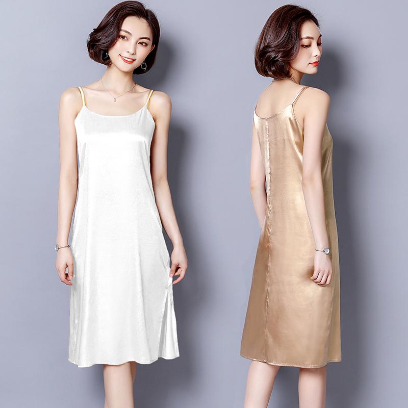 Đầm lụa Satin ngắn 2 dây chữ A thiết kế kiểu trơn đơn giản quyến rũ dành cho nữ