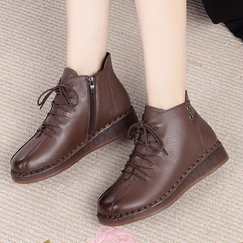 bốt cổ thấp da thật cho lứa tuổi trung niên trong lót lông cực êm chân | BigBuy360 - bigbuy360.vn