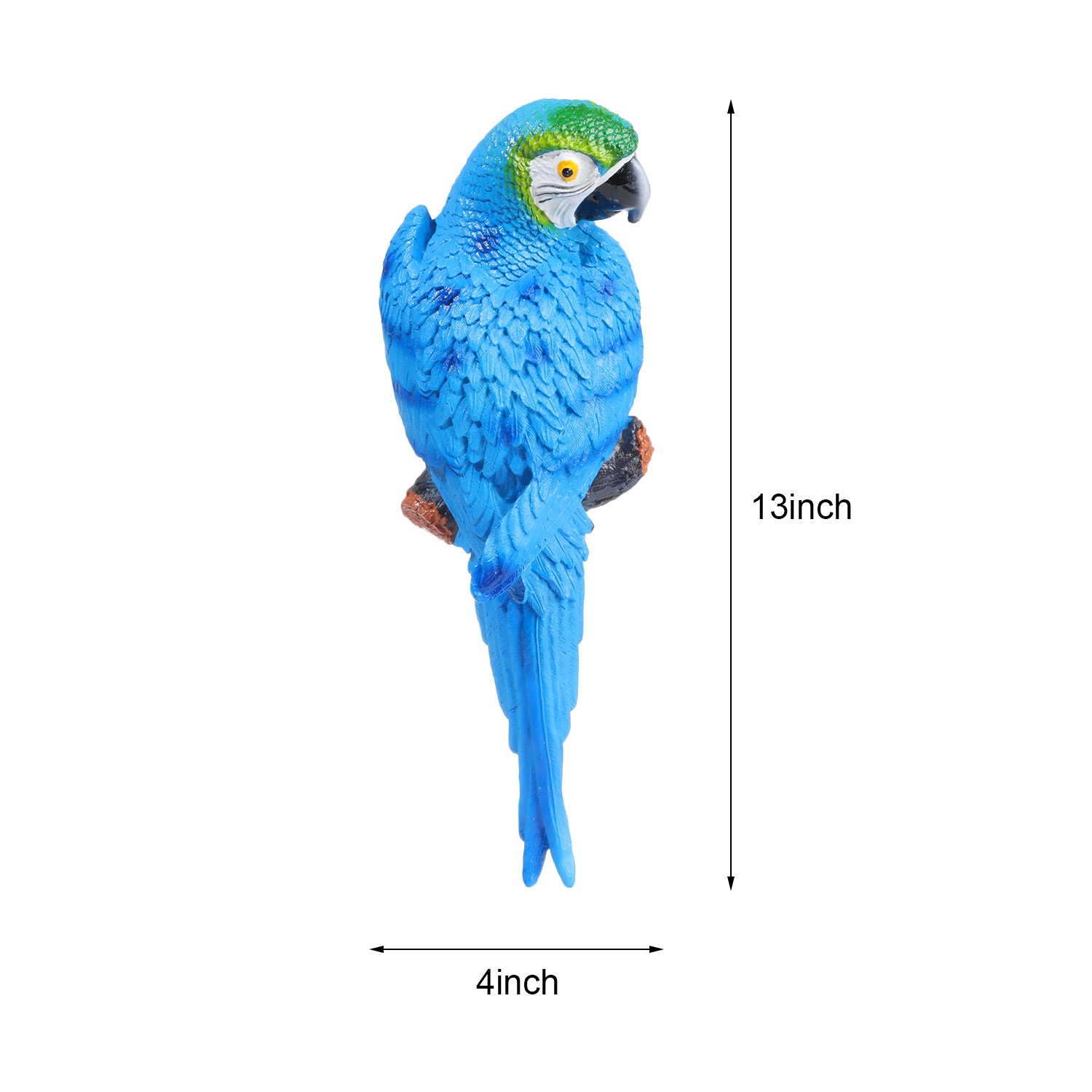 LUCKY Statue Parrot Decoration Wall Decoration Wall Mounted Animal Sculpture Blue Bonsai Tree Resin Animal For Porch Parakeet Resin Sculpture Hanging Parrot/Multicolor