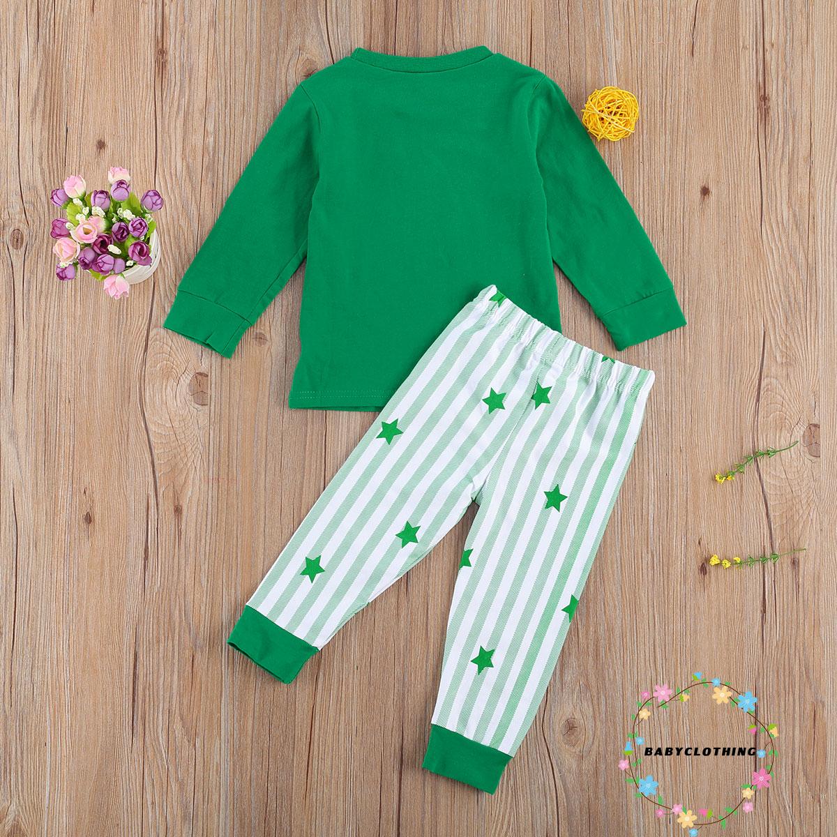 Set 2 Bộ Đồ Ngủ Cotton Dài Tay Họa Tiết Giáng Sinh Cho Bé