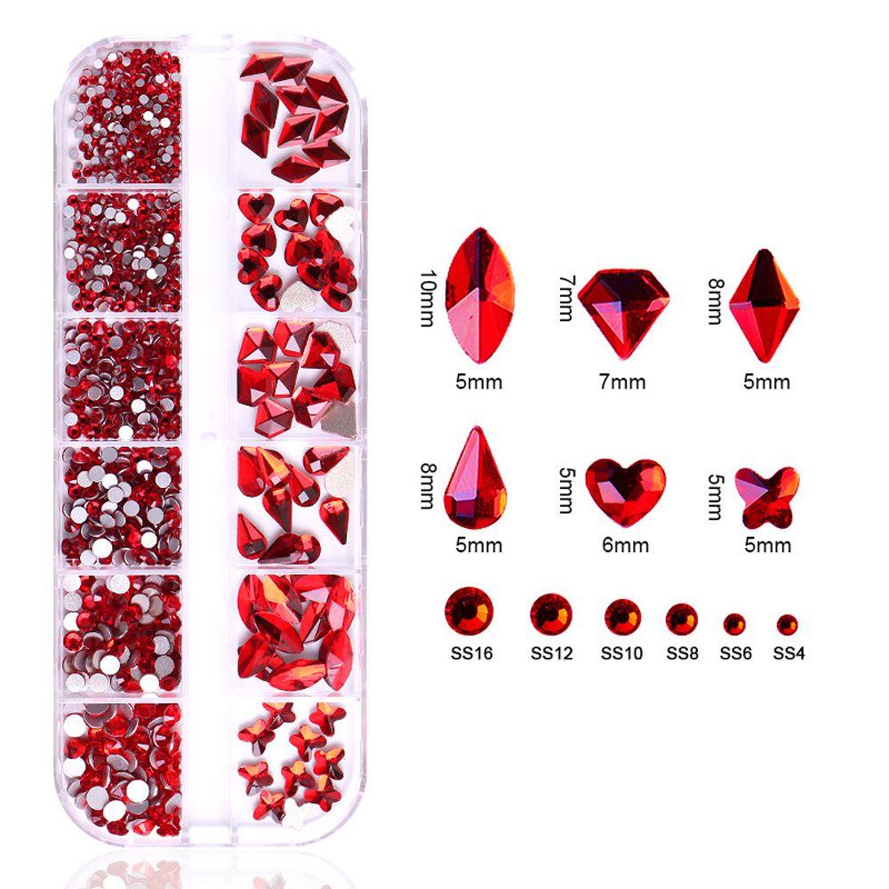 AROMA Hộp 12 Hộp Hạt Đá Tròn 3D Lấp Lánh Trang Trí Móng Tay Nghệ Thuật