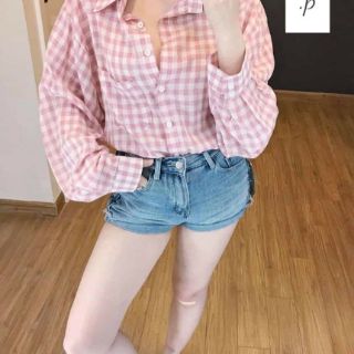 mẫu sơ mi  kẻ  đũi  túi ngực_dP