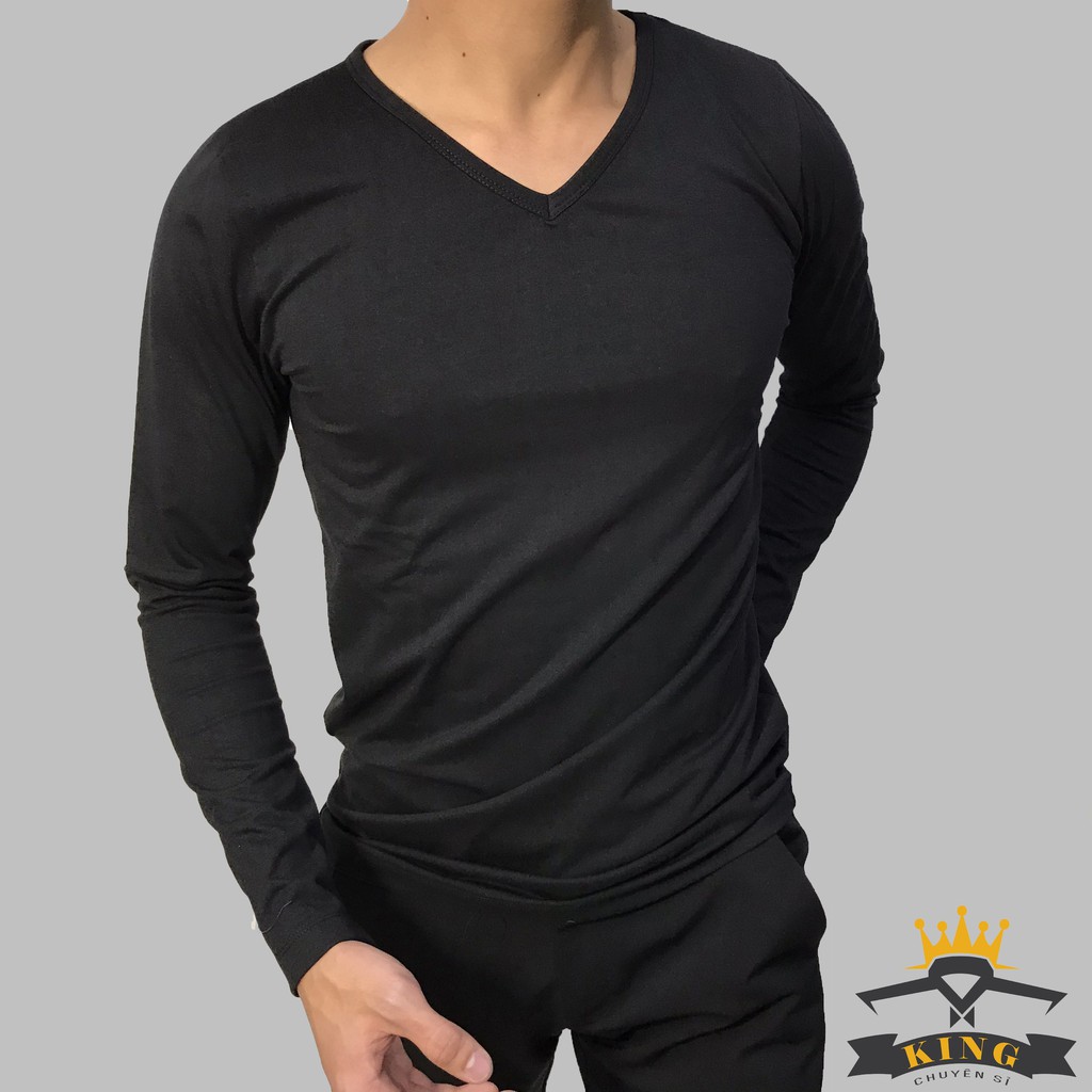 Áo Thun Nam Tay Dài Cổ Tim Giữ Nhiệt KING [W02] | BigBuy360 - bigbuy360.vn