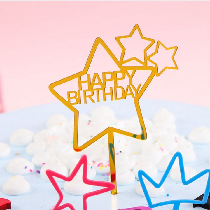 Hình cắm meka hình sao trang trí bánh sinh nhật, topper cake