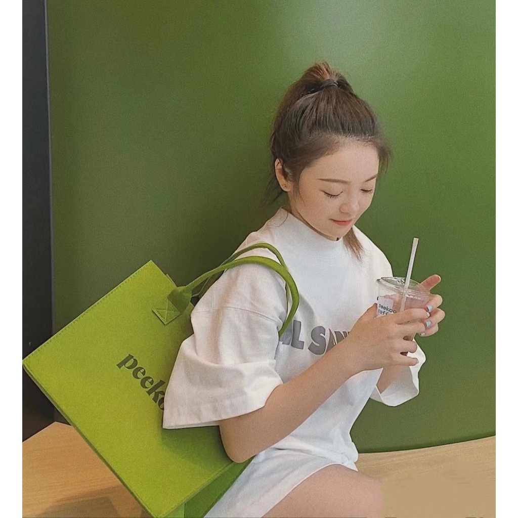 50*40cmTúi Tote Đeo Vai Xách Tay Bằng Vải Nỉ Kích Thước Lớn Túi tote màu xanh đậm thời trang Túi đựng đồ siêu thị dung tích lớn Túi A4 túi đựng máy tính 15,6 inch