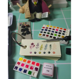 Dotcard thử màu và pocket mini test màu nước các hãng Daniel Smith, Super Vision, Mijello