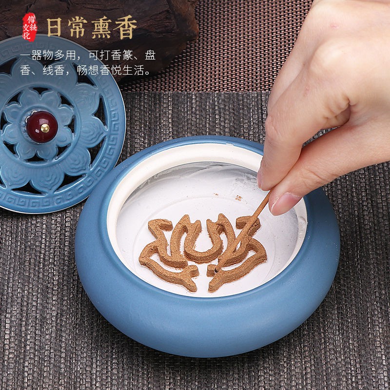 ☎♣Bộ lư hương bằng đồng nguyên chất dụng cụ xông in ấn và niêm phong đồ dùng đường tro gỗ đàn bột trầm