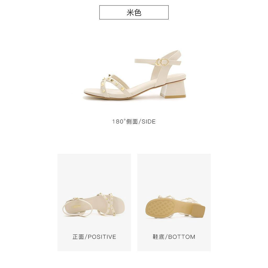 Sandal cao gót dusto thời trang công sở đẹp sang chảnh cao 5p cao cấp giá rẻ chắc chắn êm chân màu đen be- CGG07