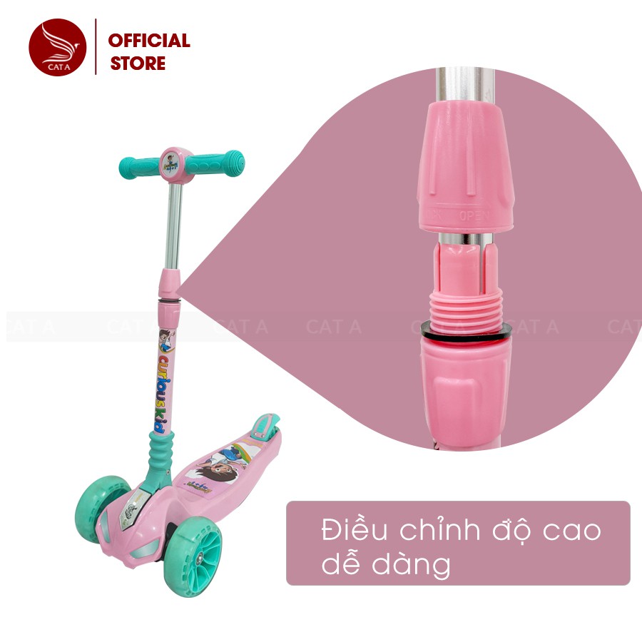 [HÀNG CHÍNH HÃNG] XE SCOOTER JC741 HÀNG XUẤT CAO CẤP -  Bánh xe cao su có đèn phát sáng, gấp gọn, tải trọng cao !