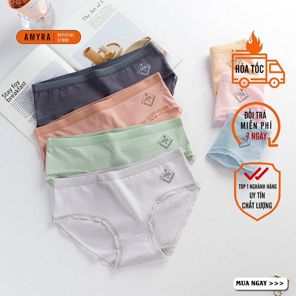 Quần lót nữ cotton cao cấp kháng khuẩn siêu thoáng mát phối ren ql017 | BigBuy360 - bigbuy360.vn