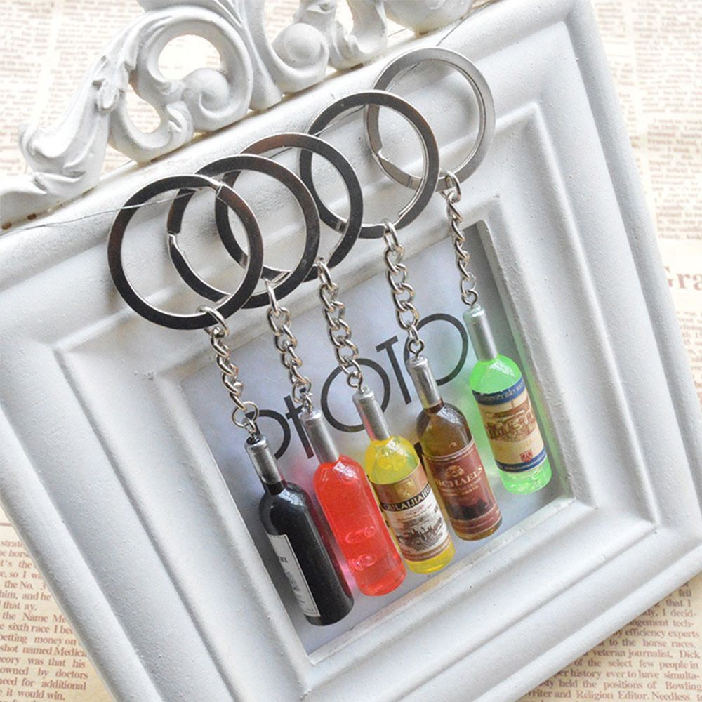 Móc Khóa Hợp Kim Hình Chai Rượu Vang Thủ Công Nhiều Màu Thời Trang Cho Nam Và Nữ