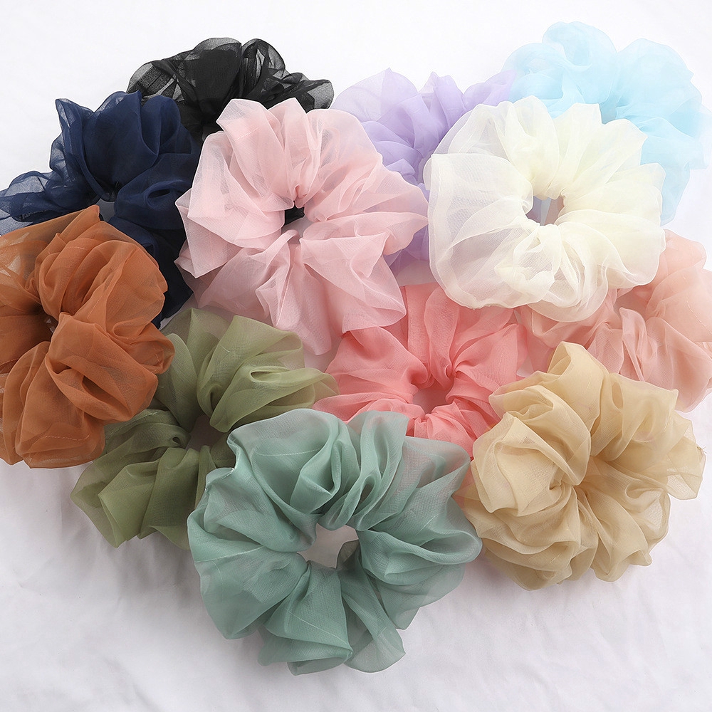 Fashion Oversized Satin Mesh hair ring / Fairy chiffon Large intestine circle hair rope