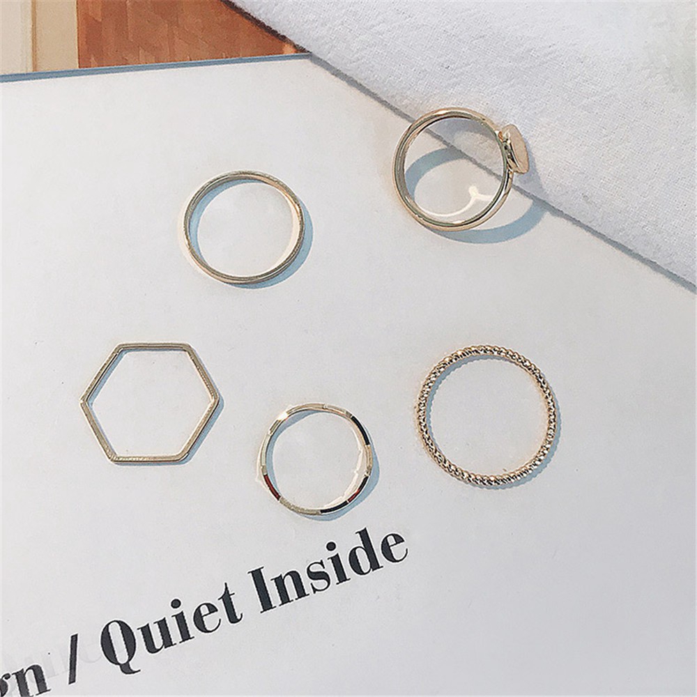 Set 5 Nhẫn Đeo Khớp Ngón Tay Đơn Giản Thời Trang Hàn Quốc Cho Nữ