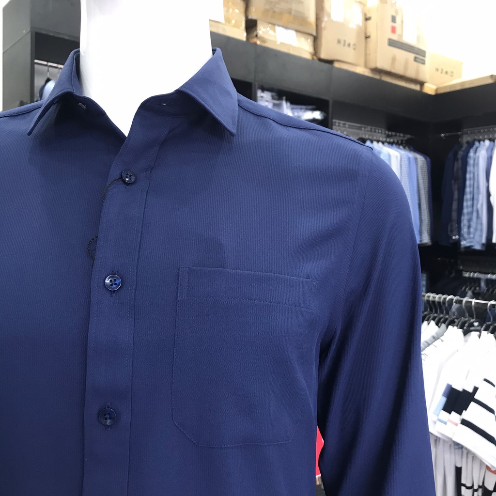 Áo Sơ Mi Nam Dài Tay ARISTINO ALS07909 Somi Công Sở Cao Cấp Màu Xanh Đậm Kẻ Sọc Tăm Vải Nano Mềm Mát Dáng Suông Có Túi | BigBuy360 - bigbuy360.vn