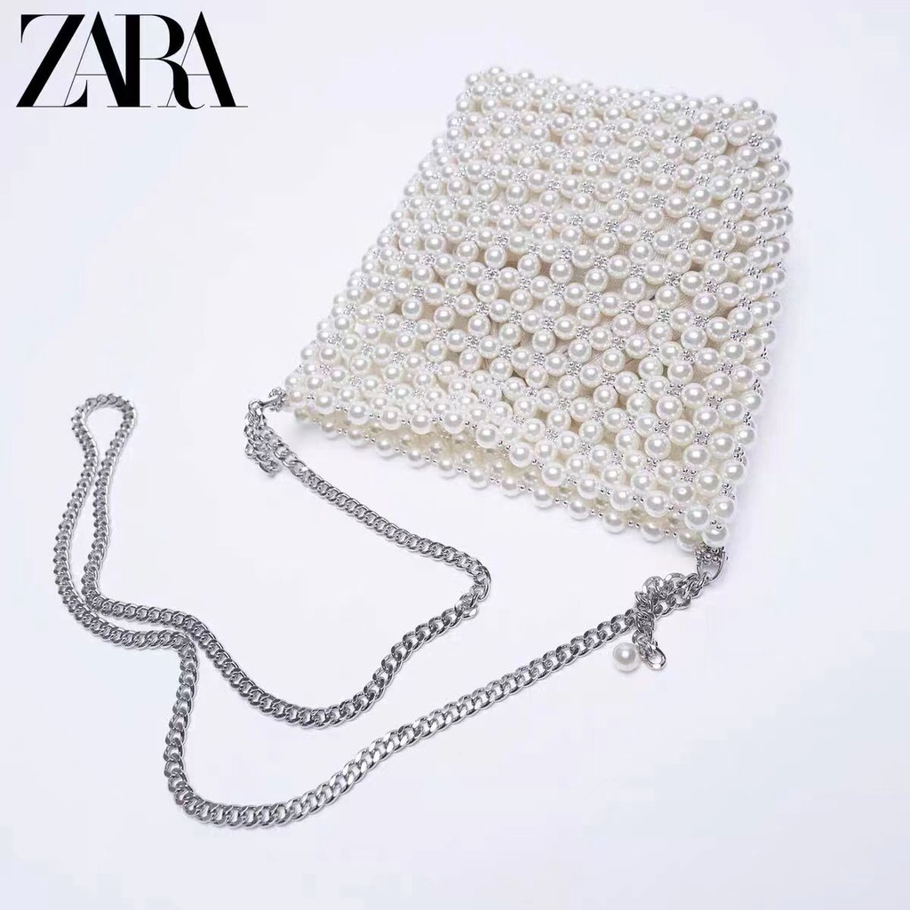 Túi Xách Zara Mini Đính Hạt Ngọc Trai Thời Trang Cho Nữ