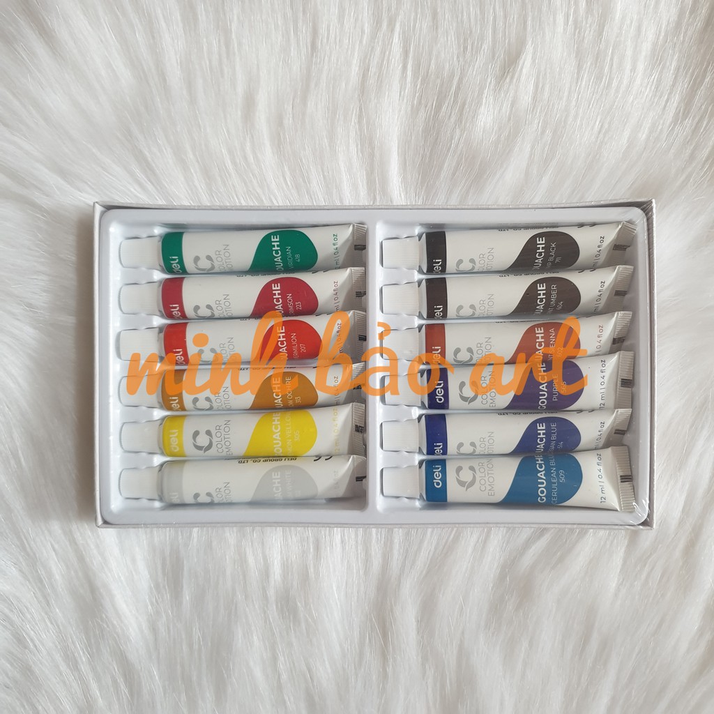MÀU GOUACHE DẠNG TUÝP 12ML DELI - 5/12/24 MÀU