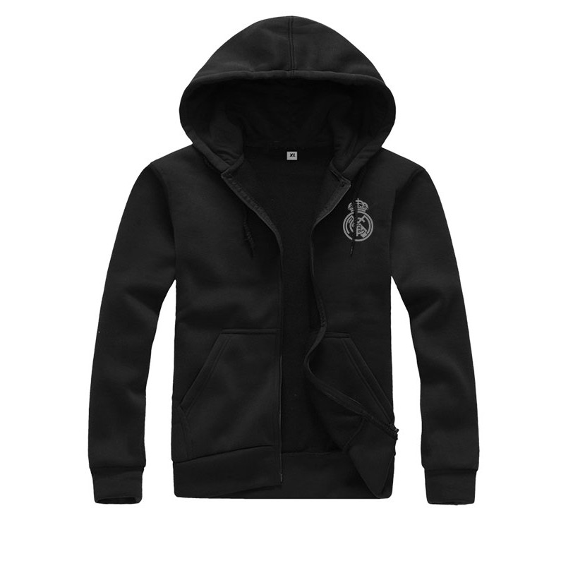 Áo Khoác Hoodie Phối Khóa Kéo In Logo Real Madrid Thời Trang Cho Nam