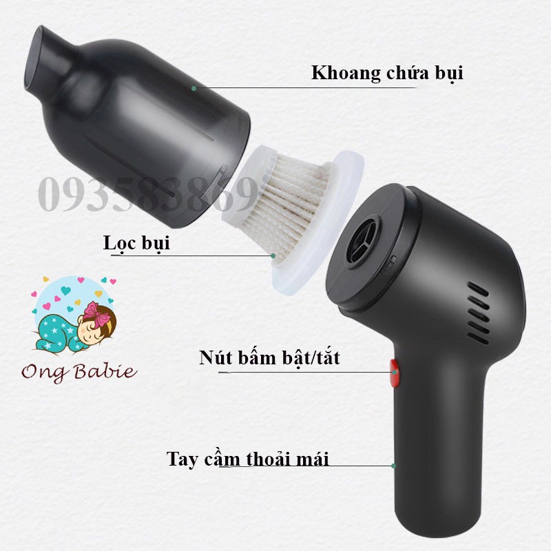 Máy Hút Bụi Mini Cầm Tay Không Dây 8000Pa Lực Hút Siêu Mạnh Ongbabie.shop