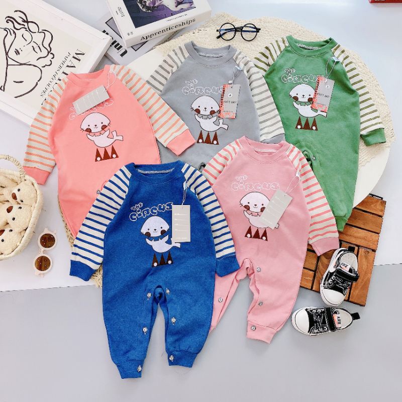 Body Dài Tay Thu Đông Vải Cotton Nỉ Cho Bé 3-9kg