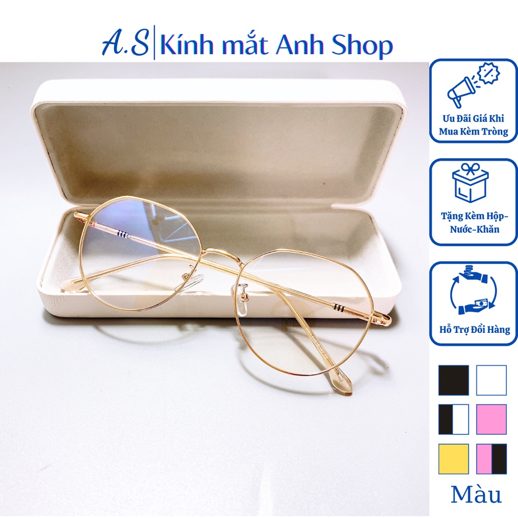 Gọng kính giả cận nam nữ hình tròn chất liệu kim loại hot trend 2984