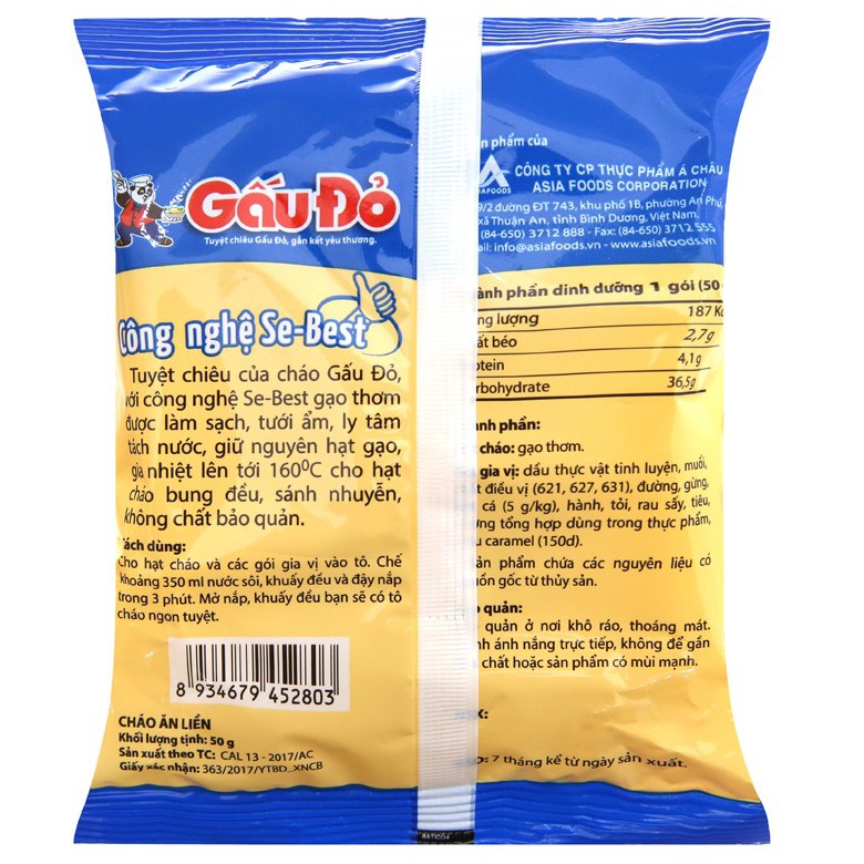 Cháo Ăn Liền Gấu Đỏ Gói 50g Vị Gà, Thịt Bằm - Tươi Ngon Như Cháo Mẹ Nấu | BigBuy360 - bigbuy360.vn