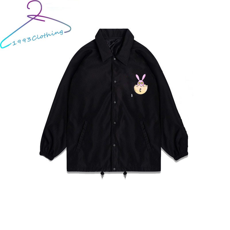 ÁO KHOÁC NÚT BẤM/ ÁO JACKET ĐEN IN HÌNH RABBIT TRỨNG ,FREESHIP,LOCAL BRAND HÀNG VNXK 2 LỚP CHÓNG NẮNG,1993CLOTHINGG