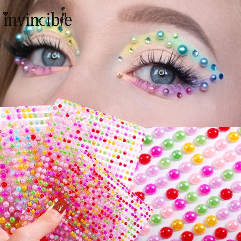 Miếng Dán Trang Trí Mắt/ Cơ Thể Tự Dính Họa Tiết Ngọc Trai 3D DIY