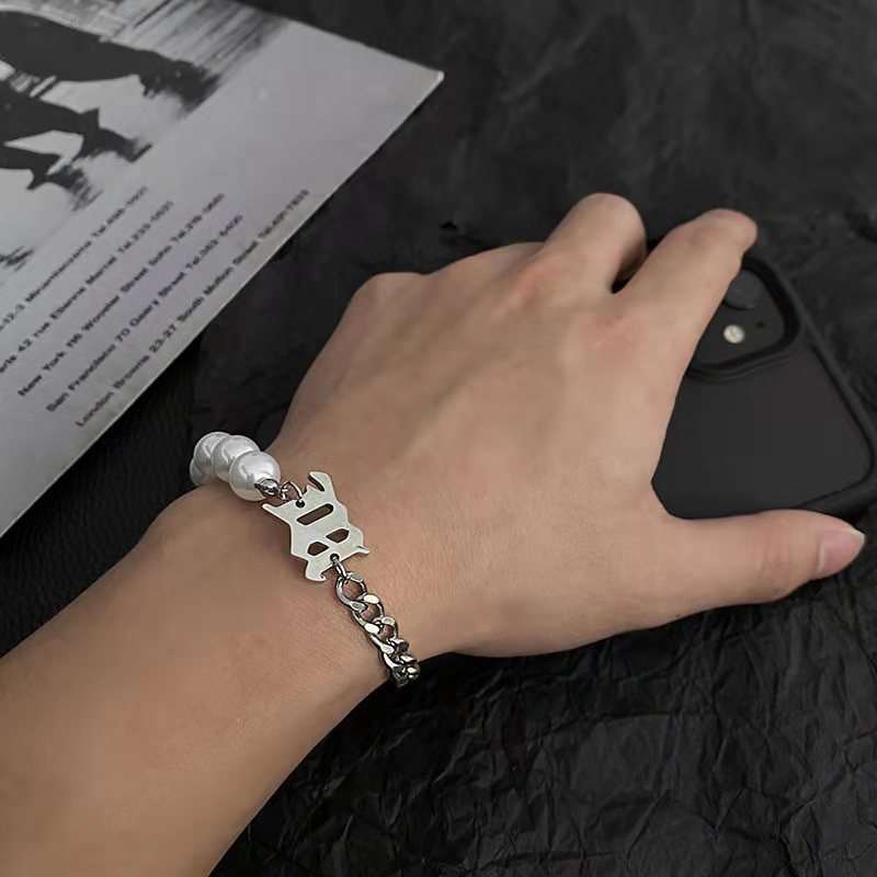 Vòng cổ Đính Ngọc Trai Nhân Tạo Phong Cách Hip Hop Thời Trang Cho Nam Và Nữ YKD