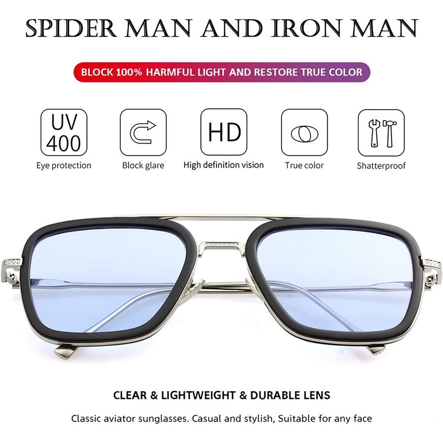 Tony Stark người Sắt Kính Mát Gọng Sắt Chống Nắng Phong Cách Cổ Điển Cho Nam Sử Dụng Hàng Ngày
