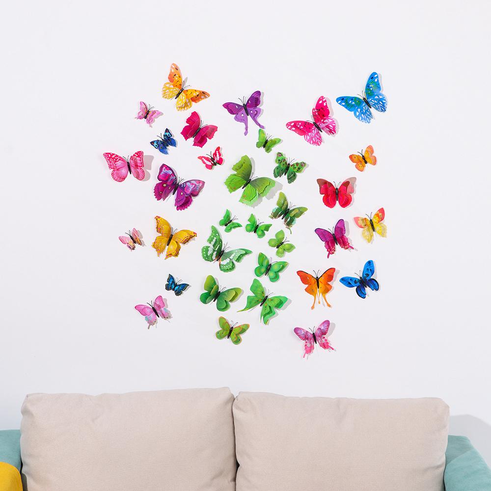 Sticker Dán Tường Họa Tiết Hình Con Bướm Nhiều Màu Sắc Dùng Trong Trang Trí Phòng Ngủ
