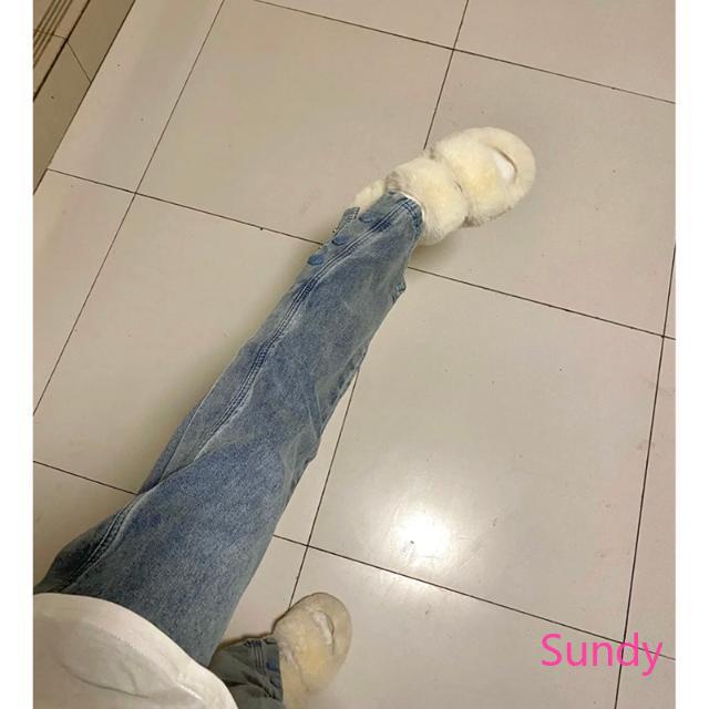 Quần Denim Xẻ Tà Phối Nút Thời Trang Mùa Thu Hàn Quốc Cho Nữ