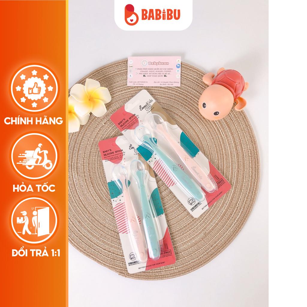 Set  2 Thìa Ăn Dặm Silicone Cao Cấp Emma Kids, Thìa Ăn Dặm Cho Bé Babibu - TADEK