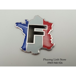 Tem cờ France Map tem nhôm dán xe oto sticker cờ các nước Logo cờ nước Pháp