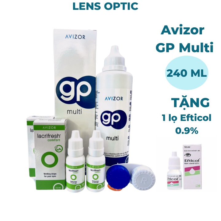 Nhỏ mắt lens Avizor Lacrifresh Comfort (02 lọ) và Nước ngâm Avizor GP Multi 240ml (01 lọ)- Lens Optic