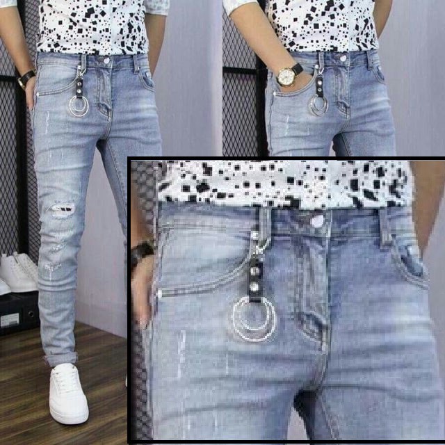 QUẦN JEAN NAM Rách Gối Cao Cấp Hàn Quốc Vải BÒ RÁCH | BigBuy360 - bigbuy360.vn