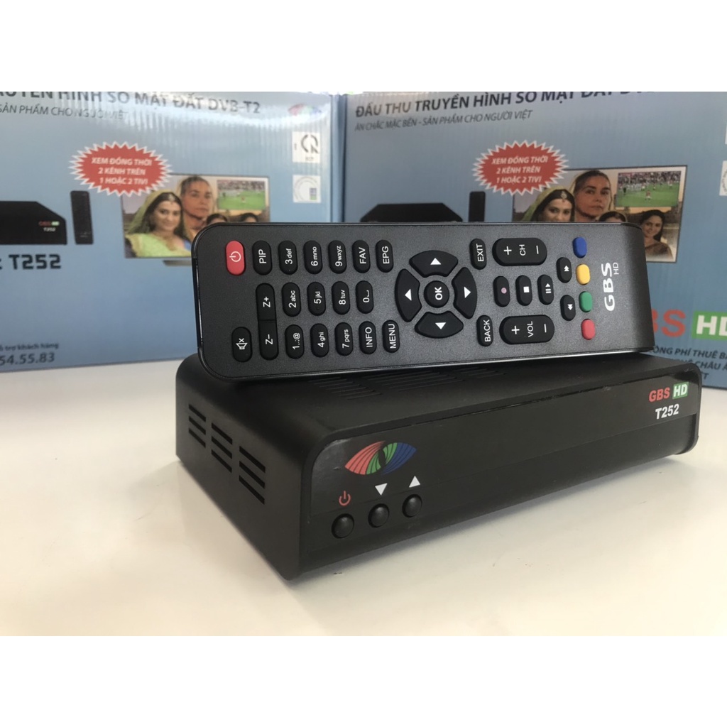 Đầu số mặt đất GBS T252 xem 2 kênh độc lập cùng lúc, xem truyền hình thiết yếu không mất phí, đầu thu DVB T2